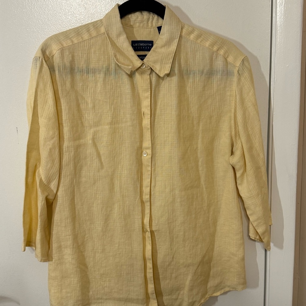 Liz Claiborne Light Yellow Collared Shirt